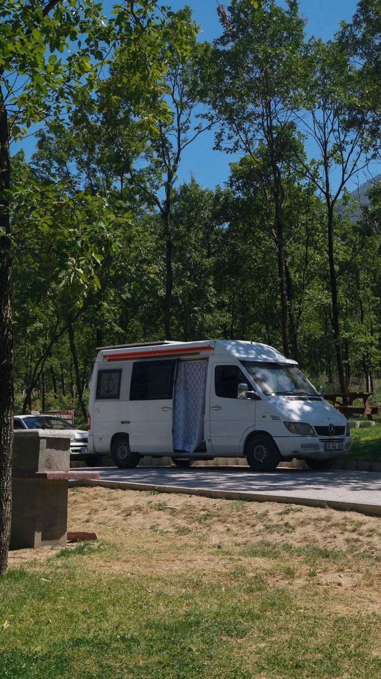 Caravan in bushland