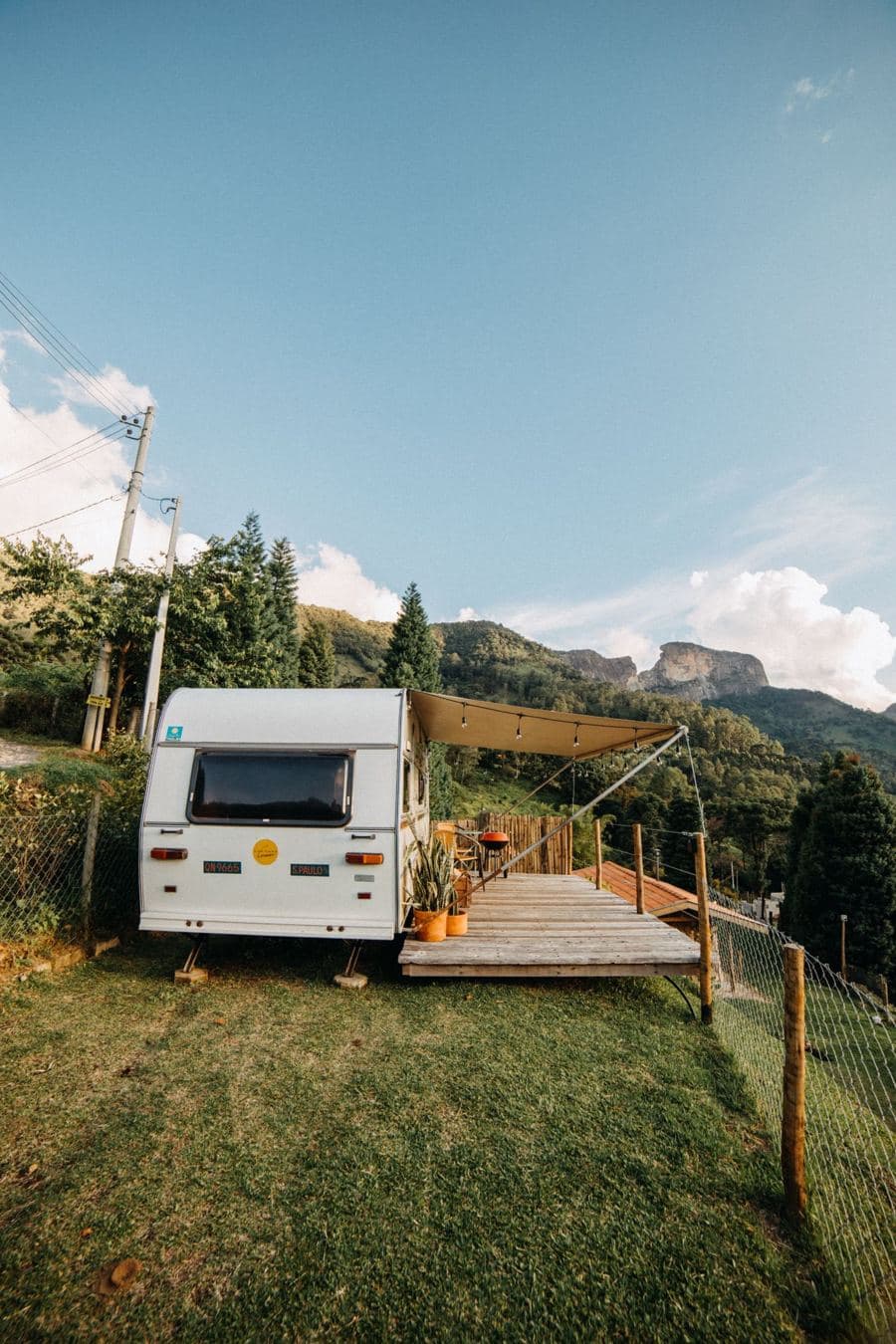 Caravan parked on the coast